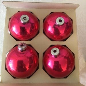 Deep Pink Shiny Brite Vintage Ornaments